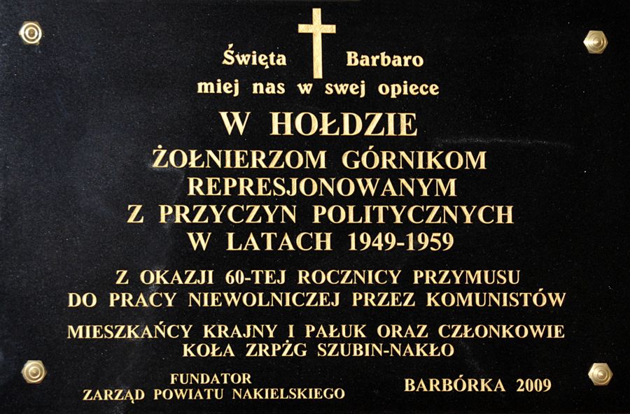  SZUBIN tablica poświęcona 60 rocznicy powstania Wojskowych Górniczych Batalionów Pracy